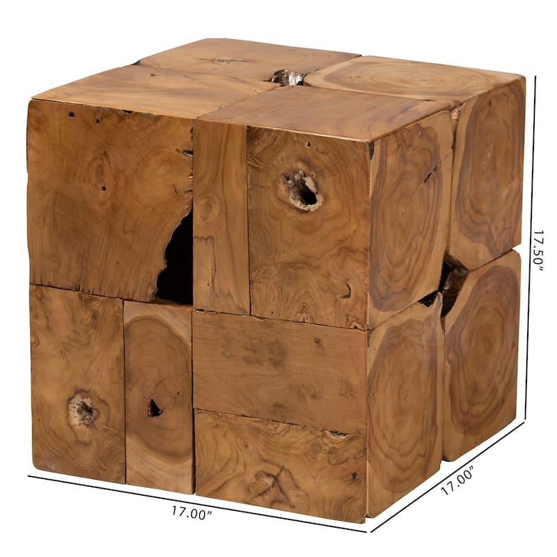 Eldora Rustic Transitional Natural Brown Teak Root End Table
