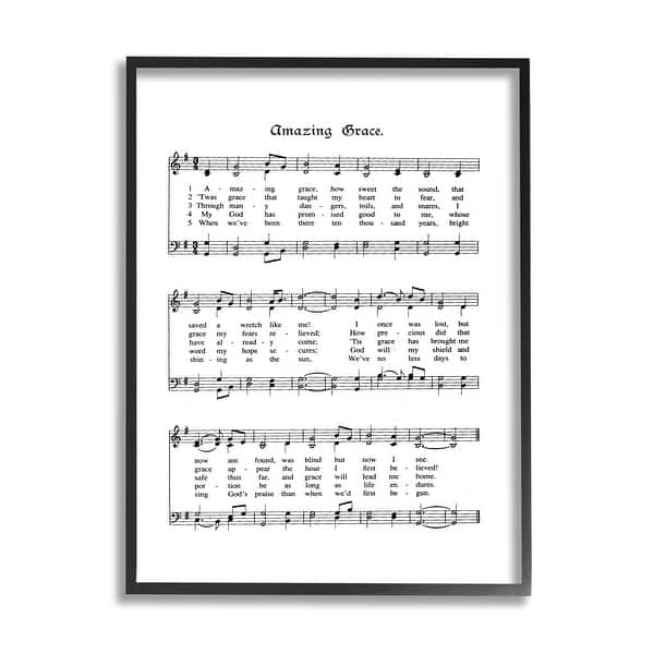 slide 2 of 17, Stupell Amazing Grace Vintage Sheet Music Framed Giclee Texture Art Black Framed - 11 x 14