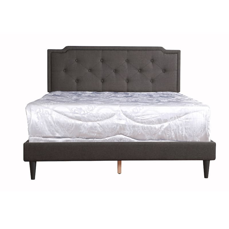 Upholstered Leather Jewel Tufted Full Panel Bed - 81" - Gray