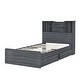 preview thumbnail 10 of 31, Twin Size Storage Platform Bed Frame with 4-Shelves & 2-Drawers, Grey Finish Kids Bed Frame with LED Light and Silent Slats