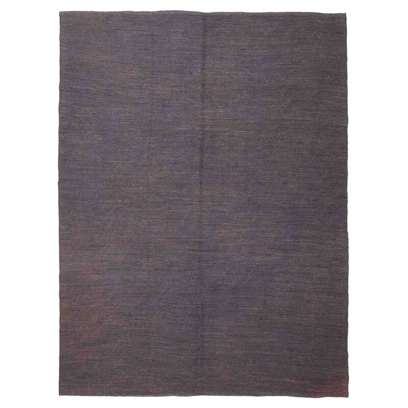 ECARPETGALLERY Flat-Weave Natural Navy Wool Tapestry Kilim - 6'4 x 8'4 - Dark Navy - 6'4 x 8'4