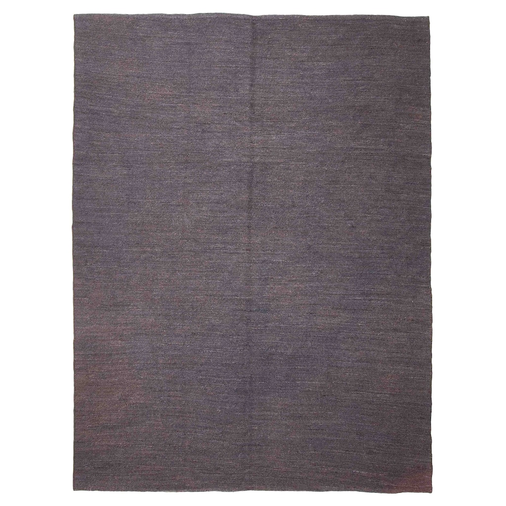 ECARPETGALLERY Flat-Weave Natural Navy Wool Tapestry Kilim - 6'4 x 8'4