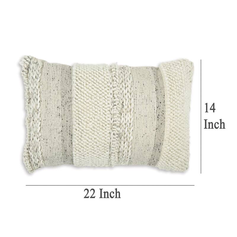 Lumbar Accent Throw Pillow, Gray White Embossed Stripes, 14 x 20