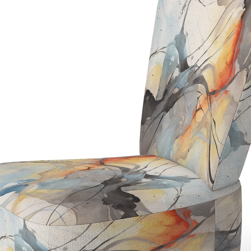 Designart "Marble Serenity Colorful Gray Watercolor Waves I" Upholstered Abstract Shapes Accent Chair and Modern Arm Chair