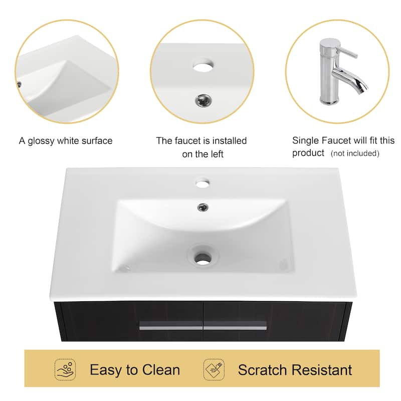 Malwee 30"/36" FreeStanding Bathroom Vanity, Floor Stand Bathroom Vanity with Sink and Soft Close Door
