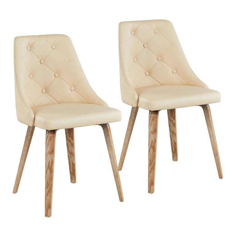 Carson Carrington Arvika Upholstered Dining Chair (Set of 2) - Cream Faux Leather/White Washed Wood