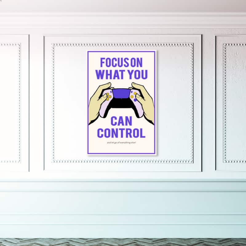Wynwood Studio Canvas Typography and Quotes Focus on Control Purple and Vanilla Modern & Contemporary Wall Art Canvas Print - 45 x 30