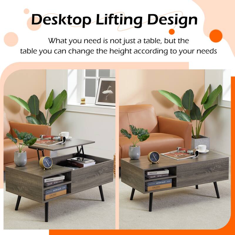 39.4 Inch Wooden Lift Top Coffee Table