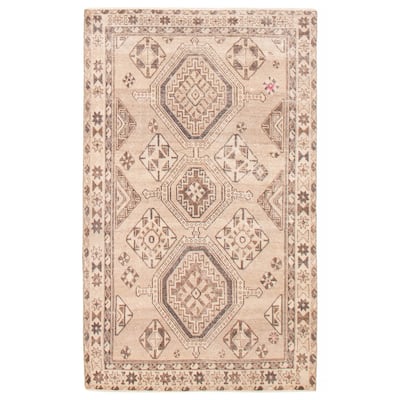 ECARPETGALLERY Hand-knotted Antalya Vintage Khaki Wool Rug - 4'5 x 7'6