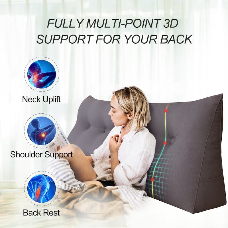 WOWMAX Bed Rest Reading Wedge Headboard Backrest Tufted Pillow