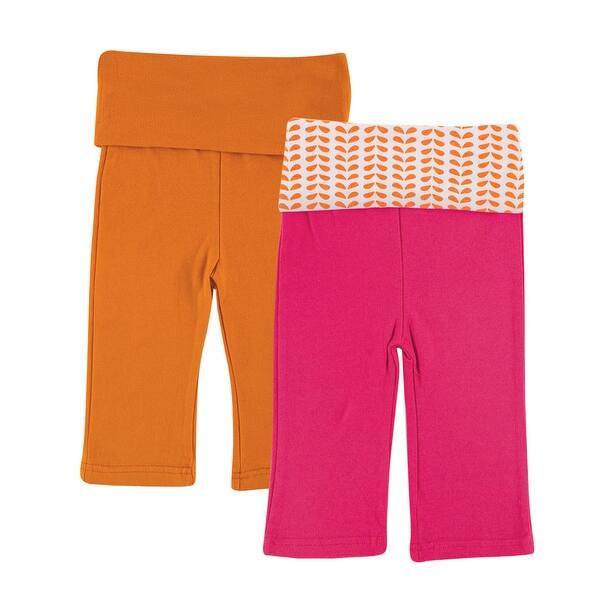 slide 1 of 1, Yoga Sprout Baby Girl Cotton Pants 2pk, Pink Elephant 0-3 Months - Pink Elephant