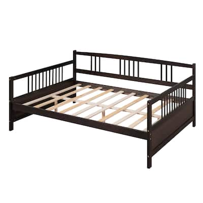 Full Size Modern Espresso Solid Wood Daybed for Bedroom