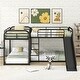 preview thumbnail 2 of 24, Full and Twin Size L-Shaped Bunk Bed with Slide, Short Ladder, and Safety Guardrails, Perfect for Kids and Guests, Black