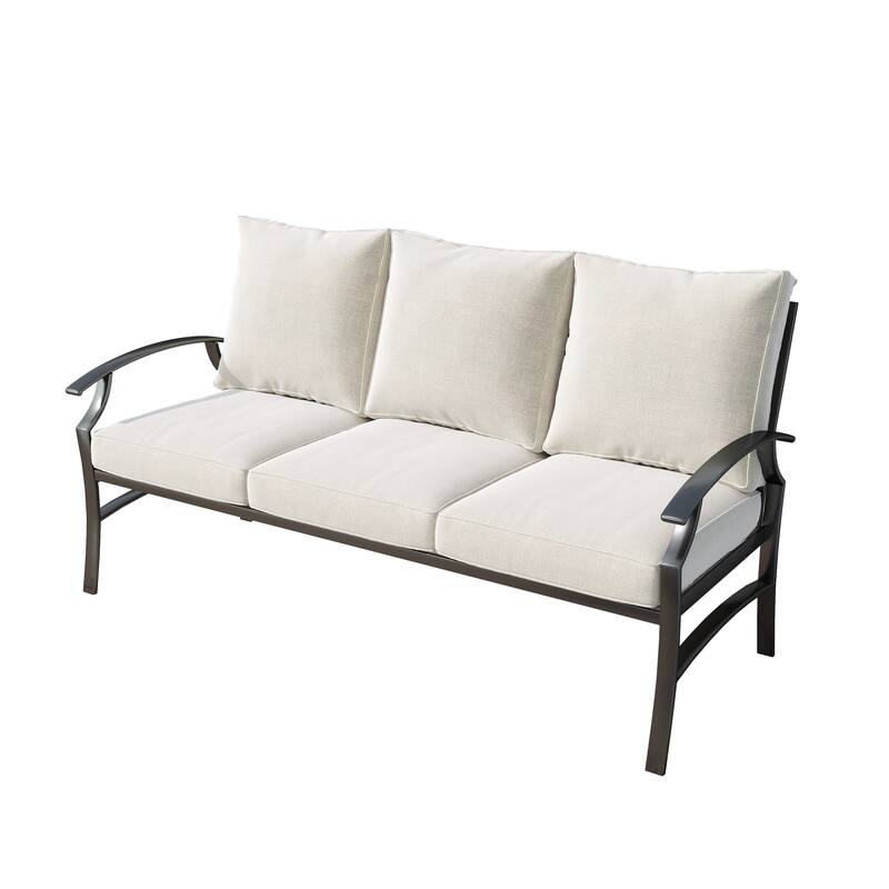 5-Piece Outdoor Patio Metal 74" W Sofa/ Swivel Chair Seating Group