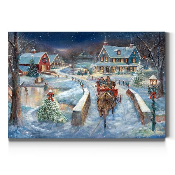 slide 2 of 10, Moonlit Skaters-Premium Gallery Wrapped Canvas - Ready to Hang