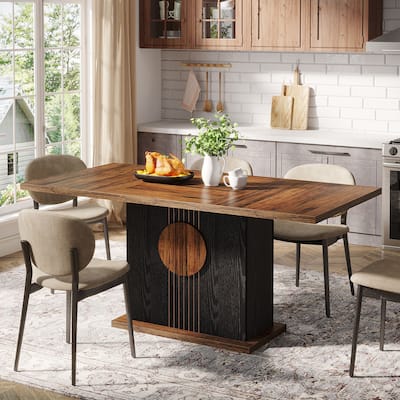 55" Dining Table with Rectangle Wood Top for Kitchen Dining Room