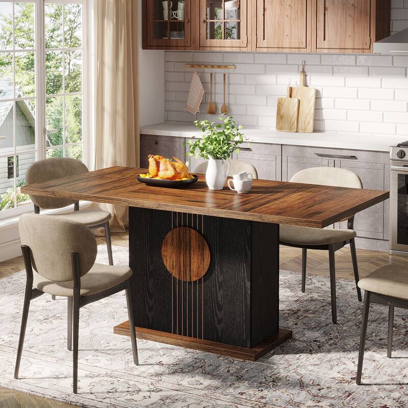 55" Dining Table for 4 to 6 People, Wood Kitchen Table for Home