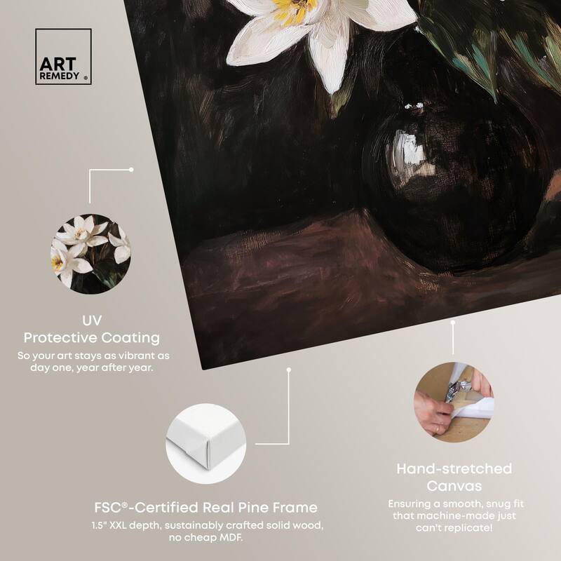 Chiaroscuro Flowers Canvas by Art Remedy, Gallery Wrapped