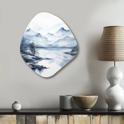 Grey Blue Minimalism Forest Reflections I - Minimalism Sculptures Wall Art In Metal - Modern Metal Nebula Shape Print