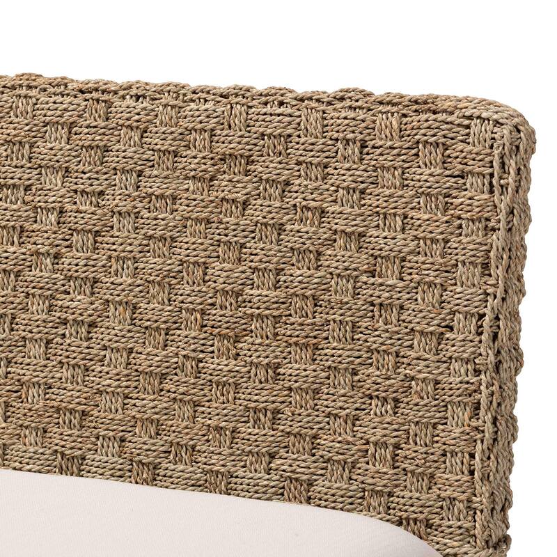 Denver Modern Bohemian Natural Seagrass and Acacia Wood Dining Nook Set