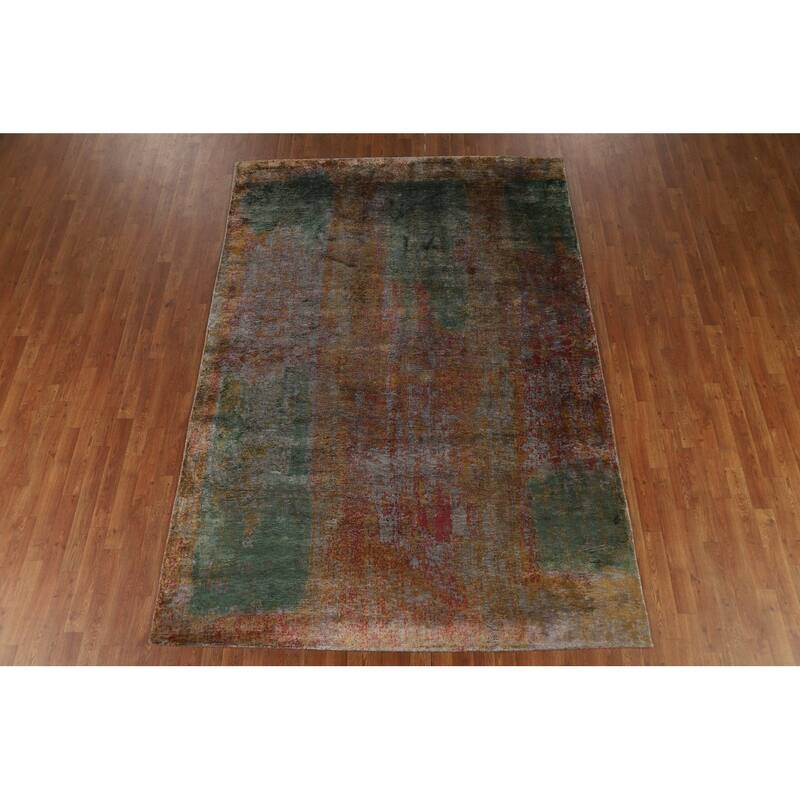 Colorful Abstract Modern Area Rug Hand-Knotted Wool Carpet - 6'7" x 9'5"