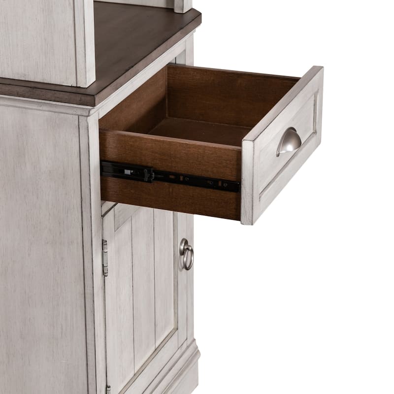 Ocean Isle Antique White Entertainment Center with Piers