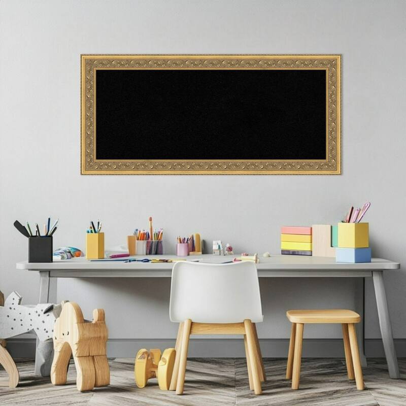 Carter Dark Gold Wood Framed Cork Board - Bulletin Board, Organization Board, Pin Board