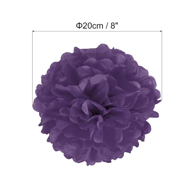 10Pcs Tissue Pom Poms Paper Flowers Ball Party Wedding Decor - Dark Purple