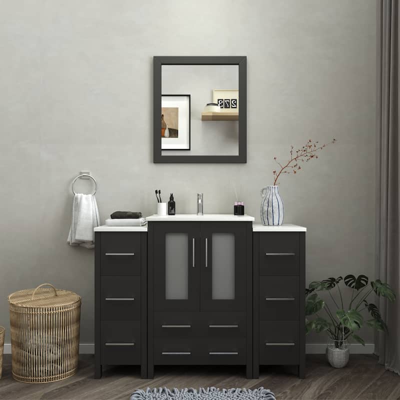 Vanity Art 48 in. Single Sink Bathroom Vanity with Top and Mirror - 48 X 18.1 X 35.8
