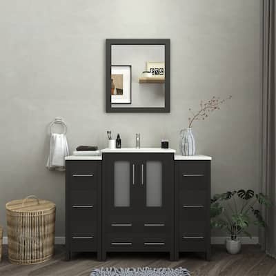 Vanity Art 48 in. Single Sink Bathroom Vanity with Top and Mirror - 48 X 18.1 X 35.8
