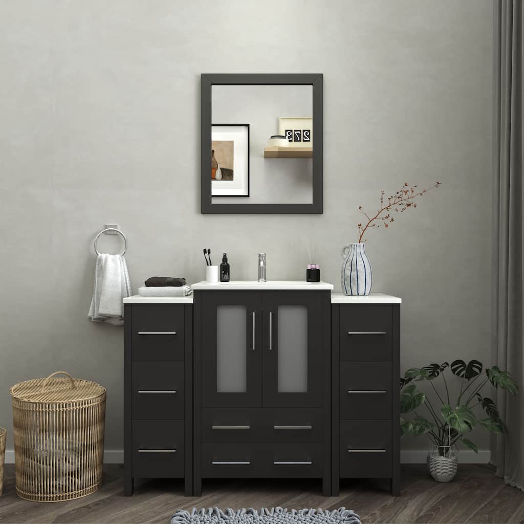 Vanity Art 48 in. Single Sink Bathroom Vanity with Top and Mirror - 48 X 18.1 X 35.8