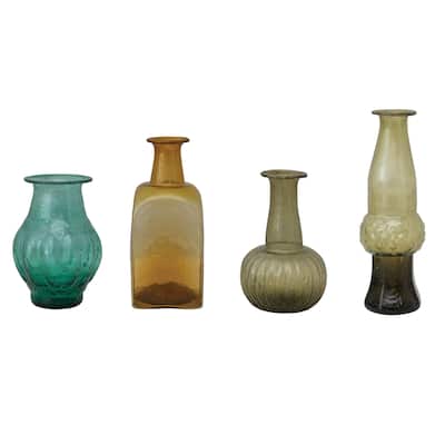 Hand Blown Glass Vases, Multicolor