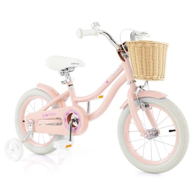 14" Kid's Bike w/ Training Wheels Adjustable Handlebar Seat Handbrake