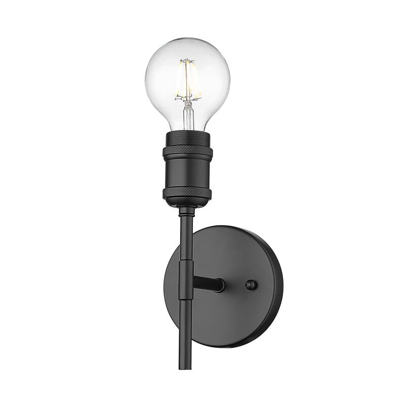 Axel Damp-Rated 1-Light Wall Sconce - Matte Black with No Shade