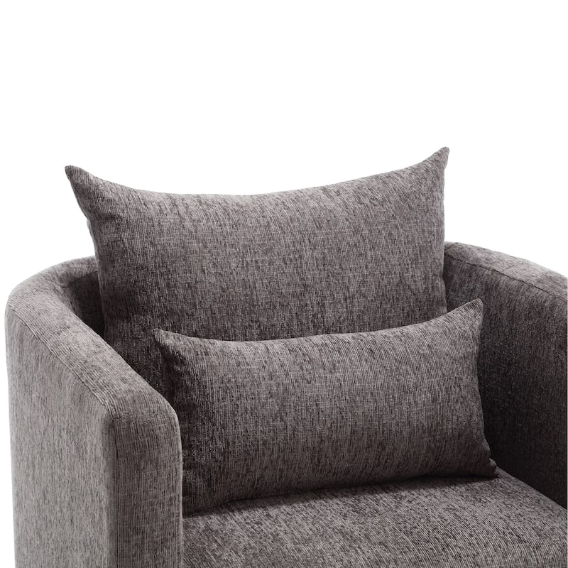GDFStudio - Harper Chenille Swivel Barrel Chair with Sturdy Metal Base and Ergonomic Design