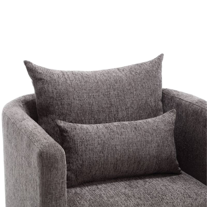 Swivel Barrel Chair, Round Accent Sofa Chair for Living Room, 360 Degree Swivel Barrel Club Chair, Leisure Arm Chair