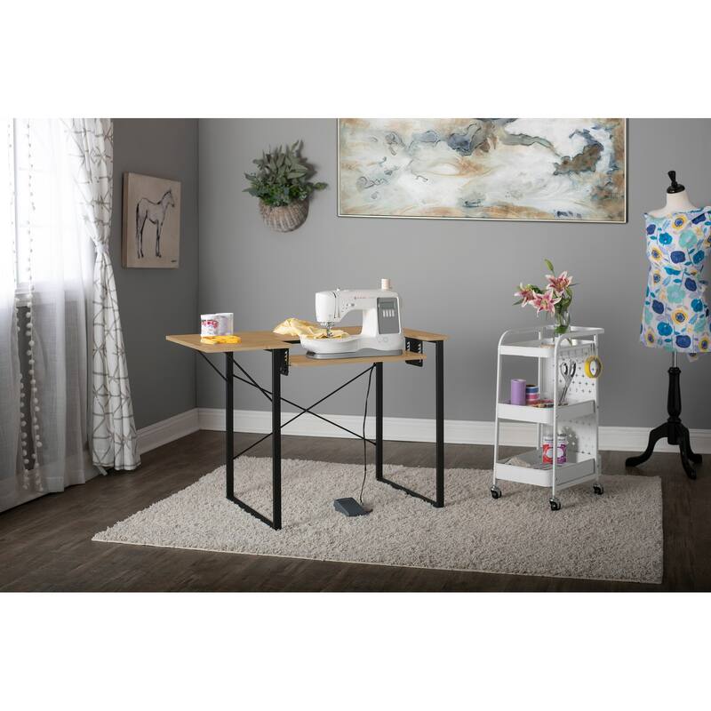 Sew Ready Dart Wood Top Sewing Table with Folding Top