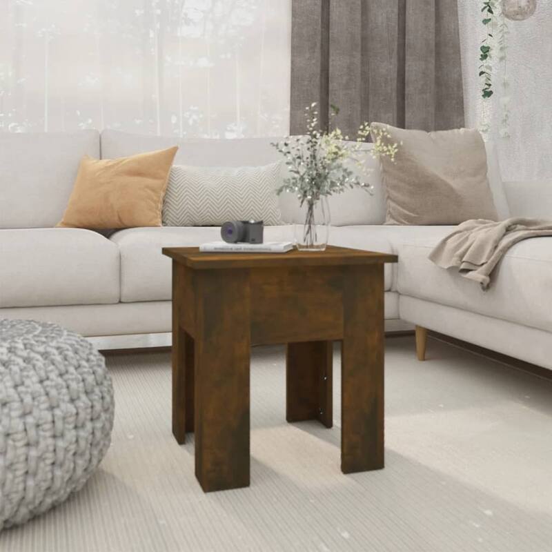 vidaXL Coffee Table End Table Sofa Table Living Room Furniture Engineered Wood - 15.7" x 15.7" x 16.5" - Smoked oak