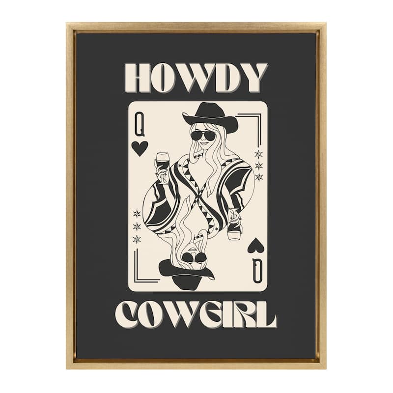 Kate and Laurel Sylvie Howdy Cowgirl Queen Framed Canvas by Honey Island Studio