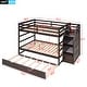 preview thumbnail 73 of 91, Solid Wood Bunk Bed with Twin Size Trundle & 3-Step Storage Stairs, Full-Length Guardrail & Slat Support Design, for Kids Adults