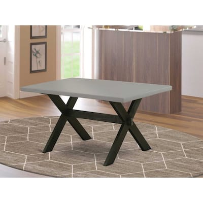 Mediterranean Dining Table - 36x60 X-Style Table with Cement Top & Black Legs - 36