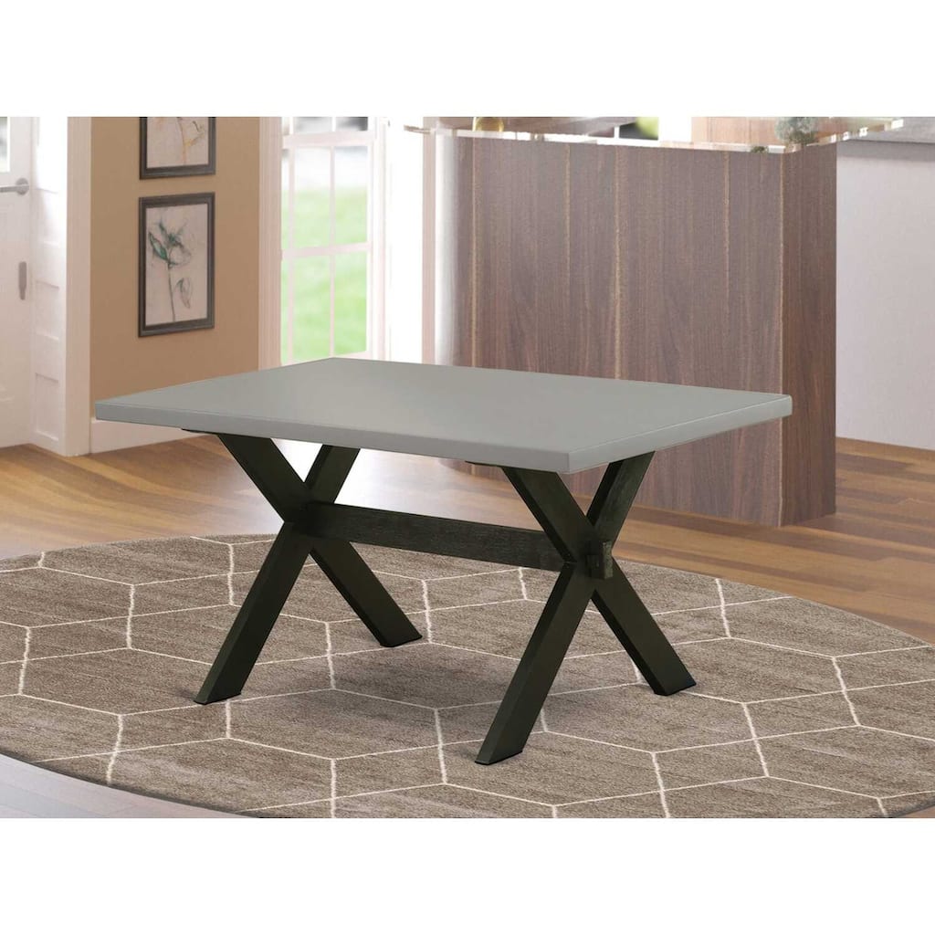 Mediterranean Dining Table - 36x60 X-Style Table with Cement Top & Black Legs - 36