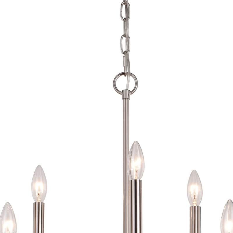 Harris 9 Light Candelabra Satin Nickel Candle Chandelier - 27.5-in W x 30-in H x 27.5-in D