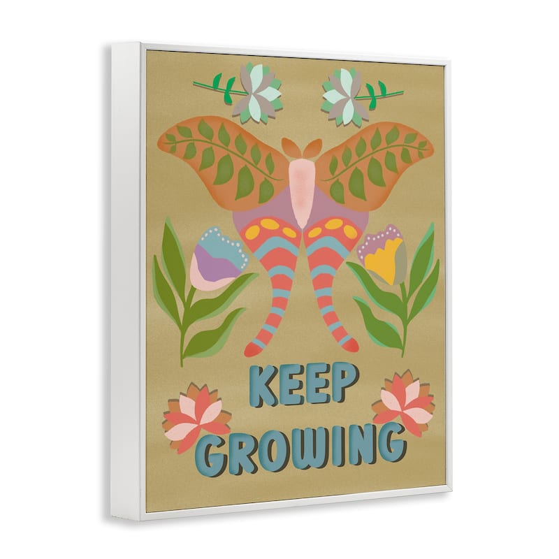 Stupell Keep Growing Butterfly Framed Giclee Art Design By Julia Fox