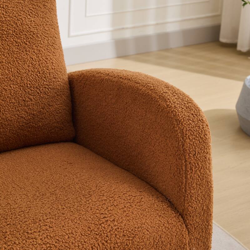 27.2"W Rocking Chair, Polyester Glider Chair with High Back and Side Pocket, Rocking Accent Armchair with Rubber Wood Legs