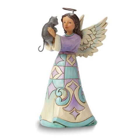 Curata Creek Angel with Cat Stone Resin Figurine