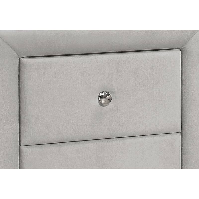 Upholstered Grey Velvet Nightstand with Storage Drawers