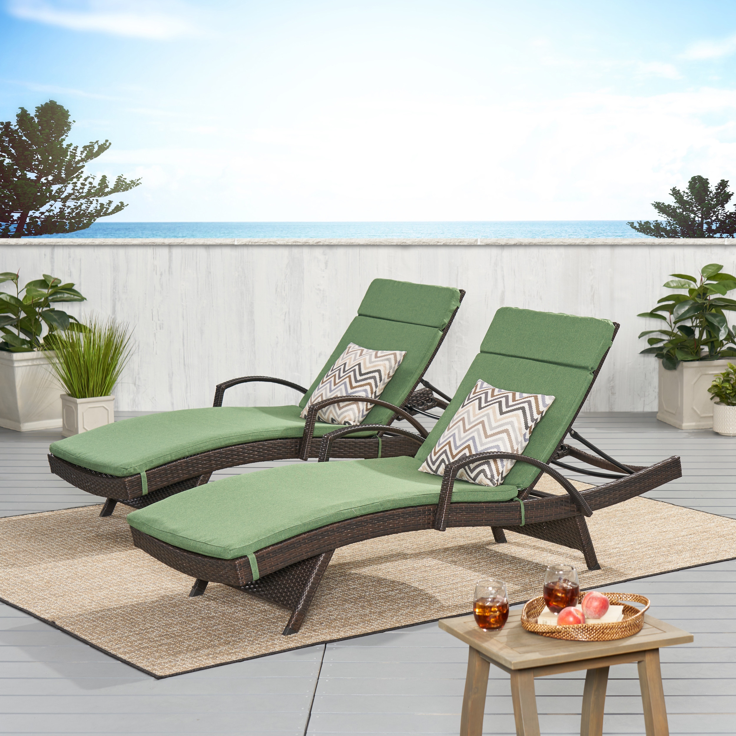 Vilano Outdoor Cushioned Lounge Chair Set of 2 by Havenside Home