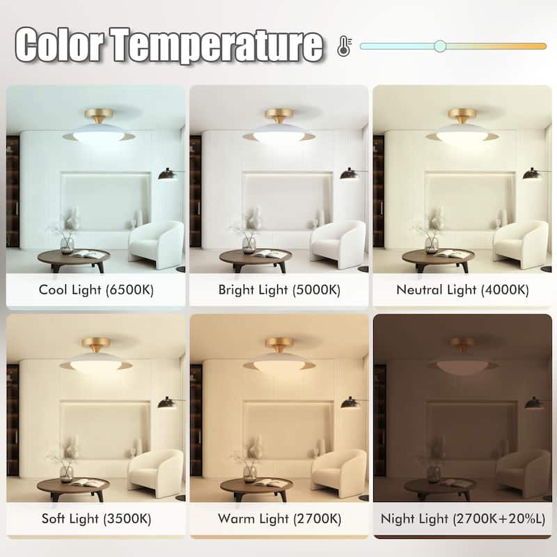 11.8'' Modern Metal 5CCT Integrated LED Semi Flush Mount Ceiling Light