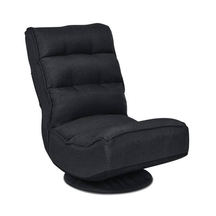 360-Degree Swivel Floor Chair with Foldable Design and Adjustable Backrest